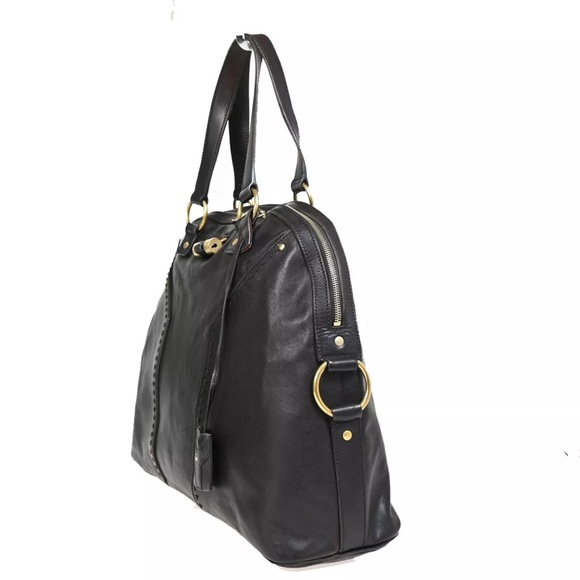 Yves Saint Laurent Dark Brown Leather Bag with Gold Accents - Picture 3 of 14